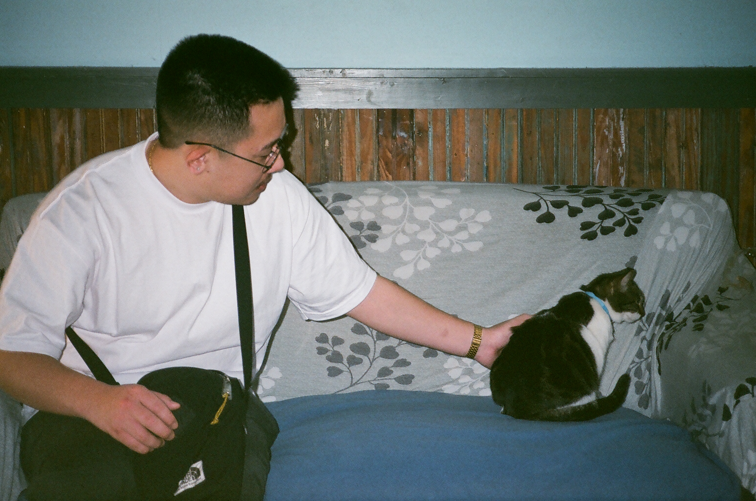 Jimmy with a cat.